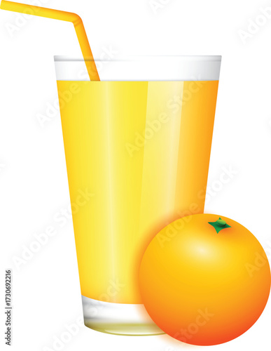 glass of orange juice and orange