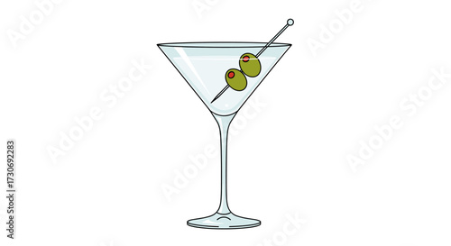 Classic martini cocktail recipe with olives and a twist of lemon.