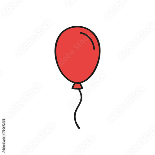 Red Party Balloon Graphic. This cheerful floating orb symbolizes celebration, joy, and festive events. Its simple outline design conveys happiness.