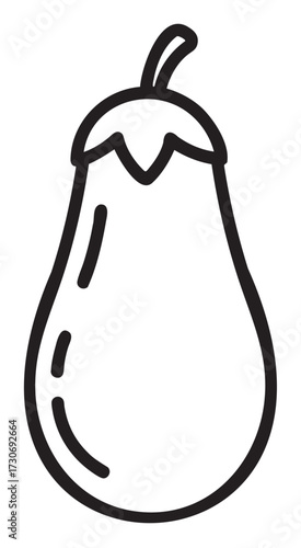 Simple black and white outline of an eggplant vegetable - stock vector