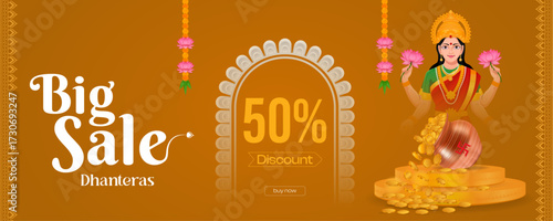 Dhanteras sale, goddess wealth. Dhanteras sale Banner

