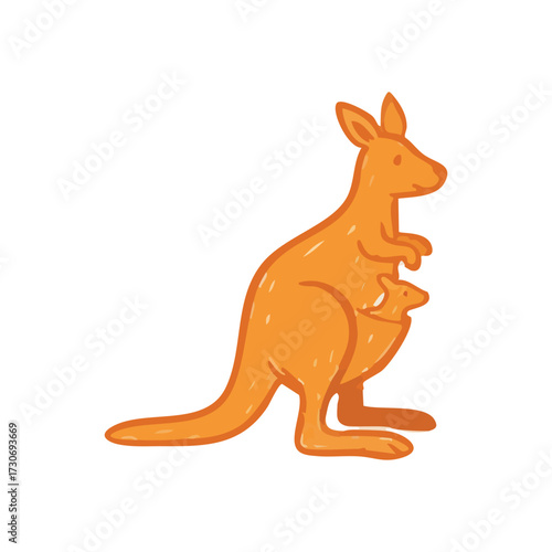 Cute Kangaroo Joey Illustration. Adorable marsupial mother holds her little one safely within her pouch, symbolizing protection and family bond. A delightful animal drawing.