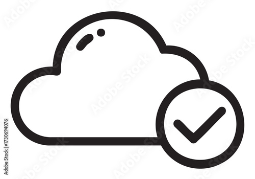 Cloud storage symbol with checkmark for data security and backup - stock vector