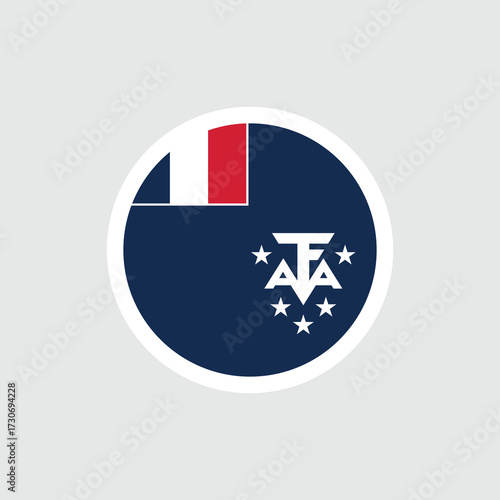 Flag of the French Southern and Antarctic Territories. A blue flag with the flag of France. Symbol of this overseas special administrative-territorial entity of France.