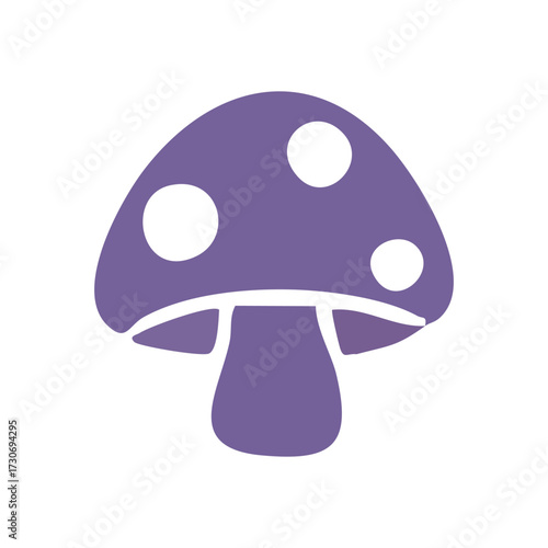Whimsical Lilac Fungus Graphic. A charming lavender mycete design with white spots, evoking fantasy and woodland enchantment. Ideal for games, apps, or mystical themes.