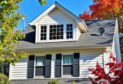 Hip dormer window on a sloped roof, Brighton, MA style home,  home,  new england