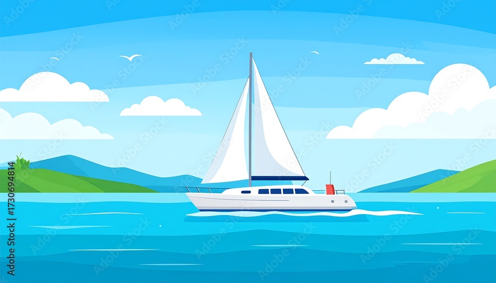 Fototapeta premium Sailboat on a placid ocean