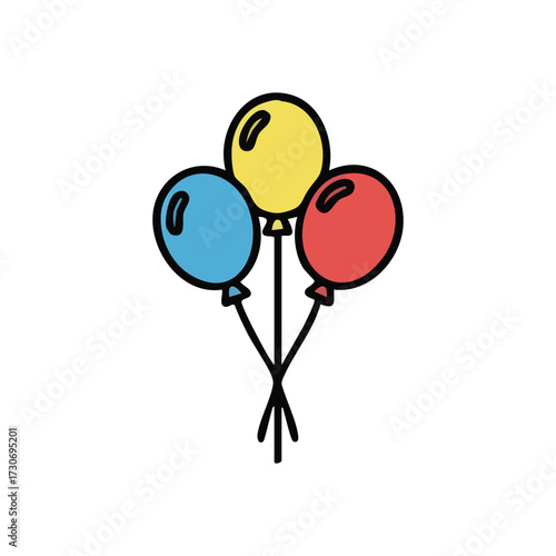 Colorful Party Balloons Illustration. Bright inflatable spheres symbolize festive occasions and happy moments. This joyful graphic evokes celebration, fun, and childhood delight.