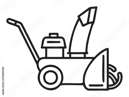 Illustration of a snow blower machine with handle and wheels - stock vector