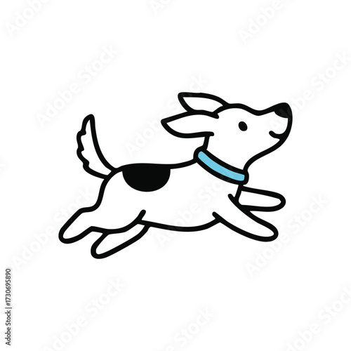 Joyful Canine Dash Art. Vibrant illustration of a cheerful pet sprinting forward. This adorable pup symbolizes pure happiness, youthful energy, and carefree exploration.