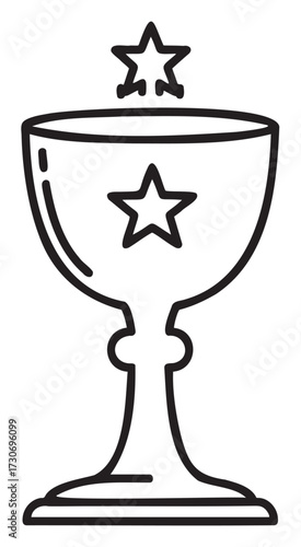Black and white trophy with stars symbolizing achievement and success - stock vector