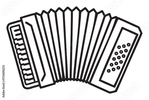 Black and white accordion icon design with buttons and bellows - stock vector
