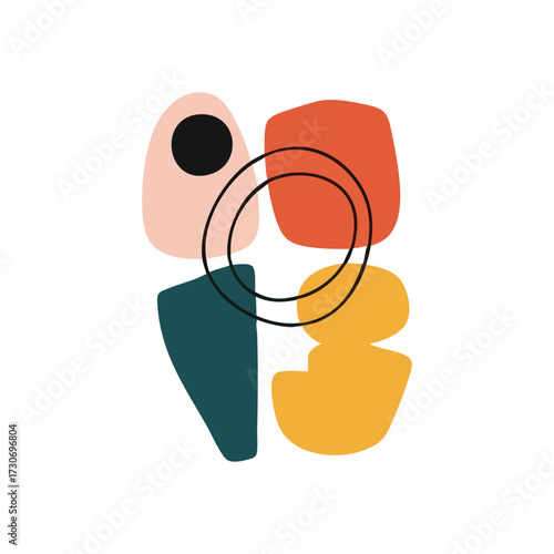 Organic Abstract Shapes Art. This contemporary artwork showcases fluid elements in a harmonious color palette. Its balanced composition conveys connection and creative expression.