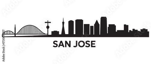 San Jose Line Art skyline silhouette. Black San Jose city. with white background