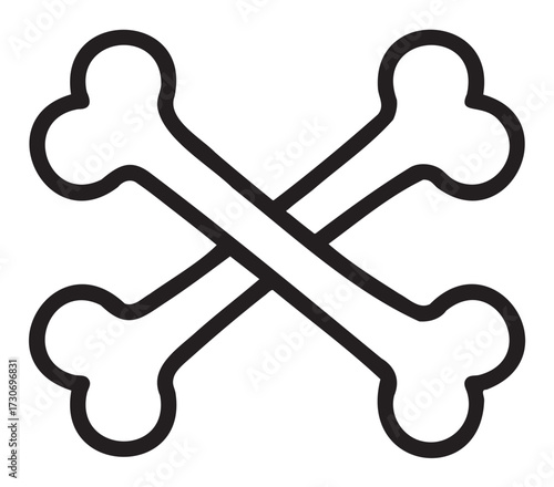 Simple black and white skull and crossbones symbol - stock vector