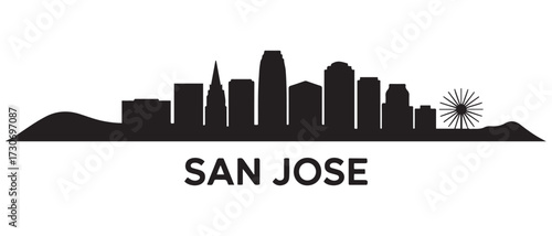 San Jose Line Art skyline silhouette. Black San Jose city. with white background