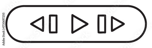 Media control buttons: previous, play, next icons in oval design - stock vector