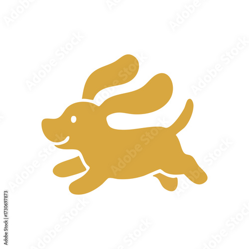 Happy Golden Dog Running Illustration. This cheerful yellow pup is bounding with enthusiasm, symbolizing vitality and spirited companion life. A lively graphic.