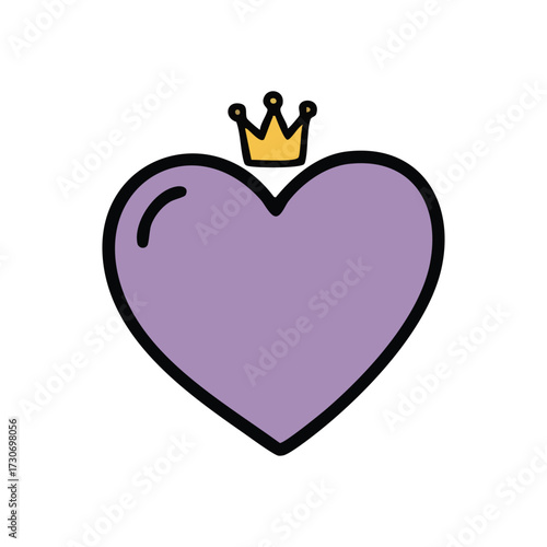 Purple Heart with Golden Crown. A lovely amethyst colored symbol adorned with a royal diadem. Represents affection, importance, and sovereign sentiment.
