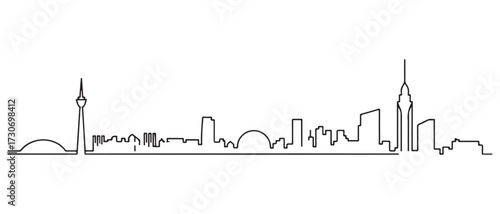 Nice Line Art skyline silhouette. Black Nice city. with white background
