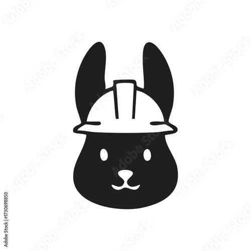 Hard Hat Bunny Character. This charming lagomorph wears protective headgear, symbolizing hard work and safety. Ideal for engineering, building, or team effort concepts.