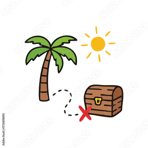 X Marks Spot Treasure Island Map. An exciting quest to find hidden riches awaits under a warm sun. This adventure symbolizes journeys, discovery, and potential rewards.