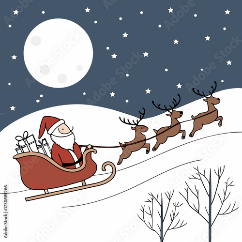 An illustration of a Noël hiver paysage with neige and a forêt arbre under a nuit ciel décoration and a star flocon de neige for a nouveau an carte vecteur conception
