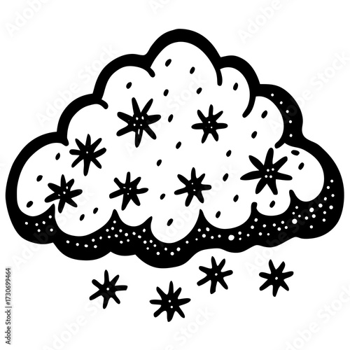 Nuage bleu dessin animé vecteur illustration avec conception de pluie et de neige comme symbole de météo d'hiver