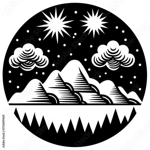 L'illustration vectorielle de nuages de dessin animé bleu dans le ciel dépeint un symbole de météo estivale avec des signes de pluie ou de neige