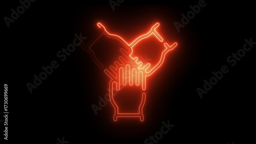 Business team idea creation networking glowing neon line black background