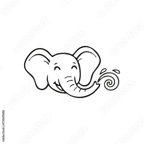 Fototapet Joyful Elephant Head Spraying Water