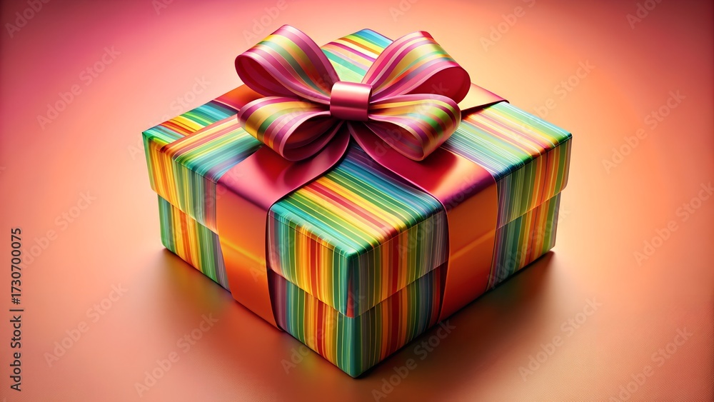 Fototapeta premium Colorful gift box with a bow on a gradient background