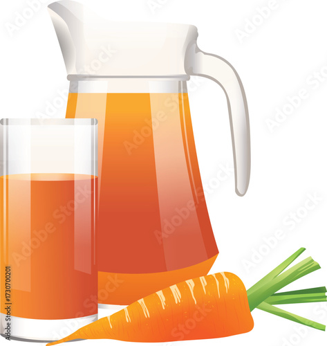 carrot juice and carrots no background