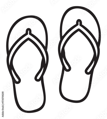 Black and white outline of a pair of flip-flops icon - stock vector