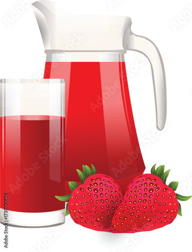 illustration of a jar of strawberry juice 