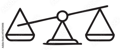 Simple black and white seesaw balance icon for equilibrium concepts - stock vector