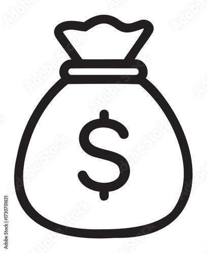 Outline of money bag with dollar symbol - stock vector