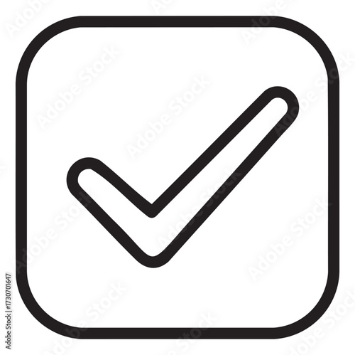 Black check mark inside square symbol icon representing approval or confirmation - stock vector