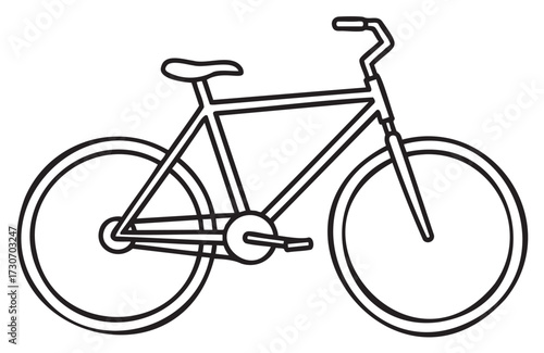 Outline drawing of a bicycle with simple geometric design - stock vector