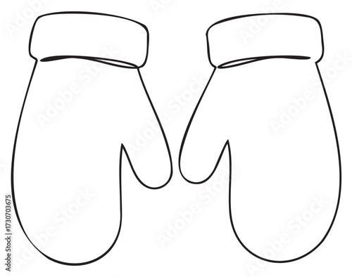 Outline of simple winter mittens - stock vector