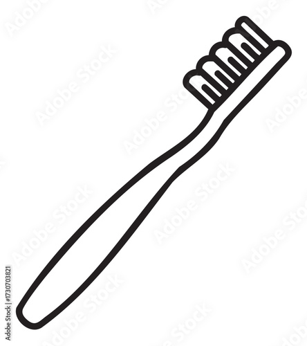 Simple black and white illustration of a toothbrush - stock vector