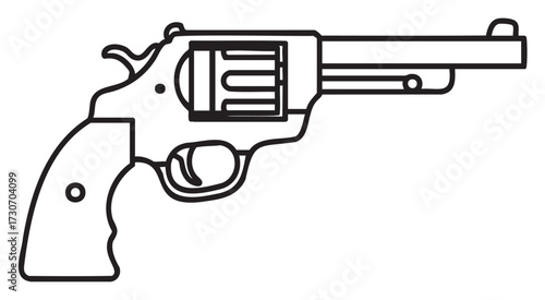Outline of a revolver handgun with detailed cylinder and barrel design - stock vector