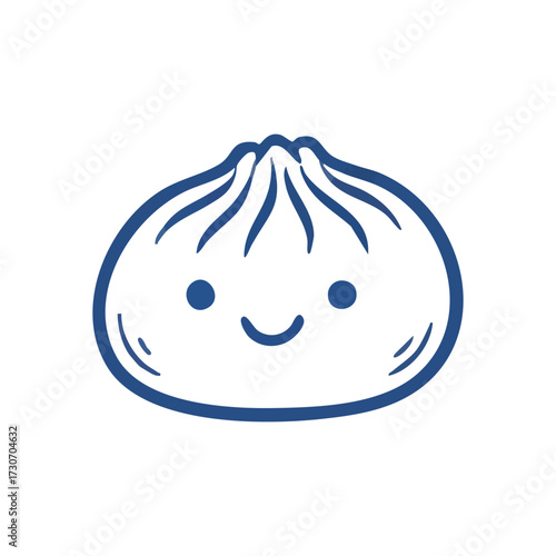 Cute Smiling Dumpling Illustration. Charming steamed bun character radiates joy. This sweet culinary icon symbolizes comfort, delight, and delicious Asian gastronomy.