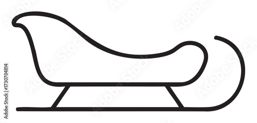 Minimalist black and white sleigh icon design with curved lines - stock vector