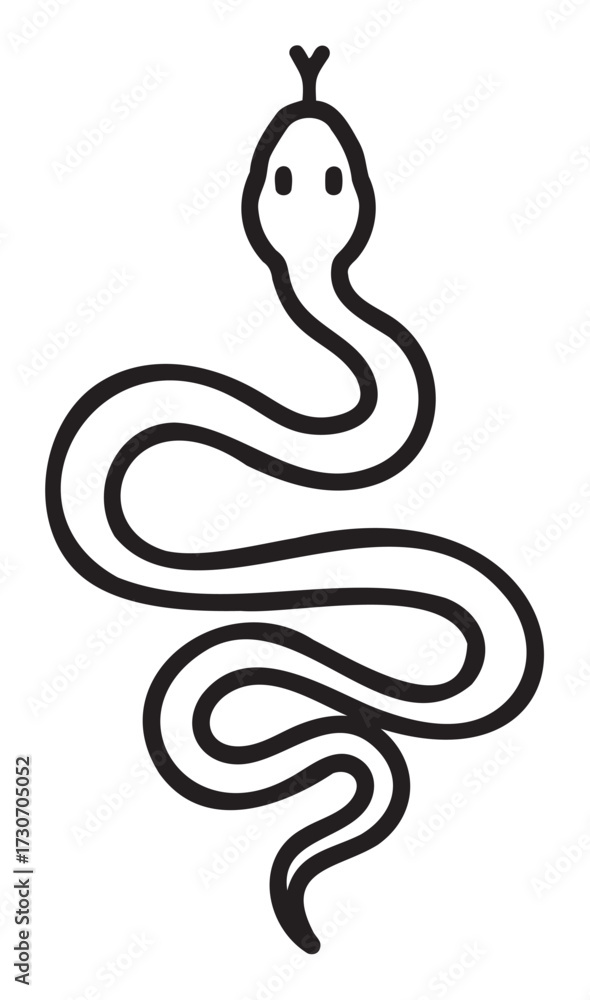 Naklejka premium Minimalist snake line drawing with curved tail - stock vector