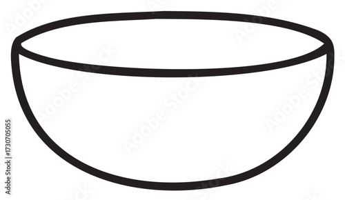 Minimalist black and white outline of a bowl - stock vector