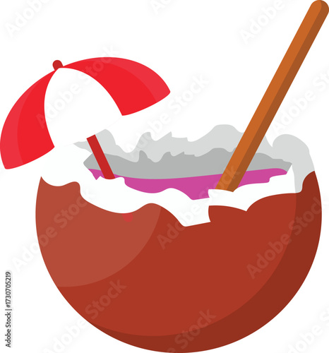 coconut drink with umbrella