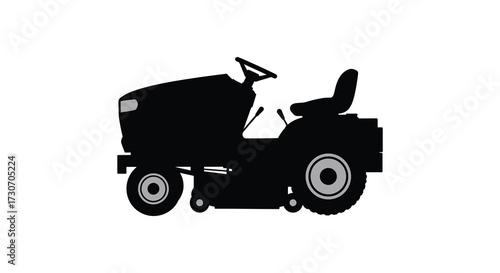Black lawn tractor illustration against a white background a striking silhouette
