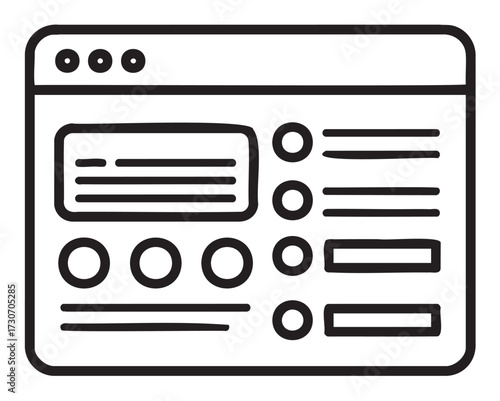 Simple web interface with icons and text layout - stock vector