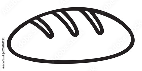 Simple black and white bread icon with cut lines on top - stock vector